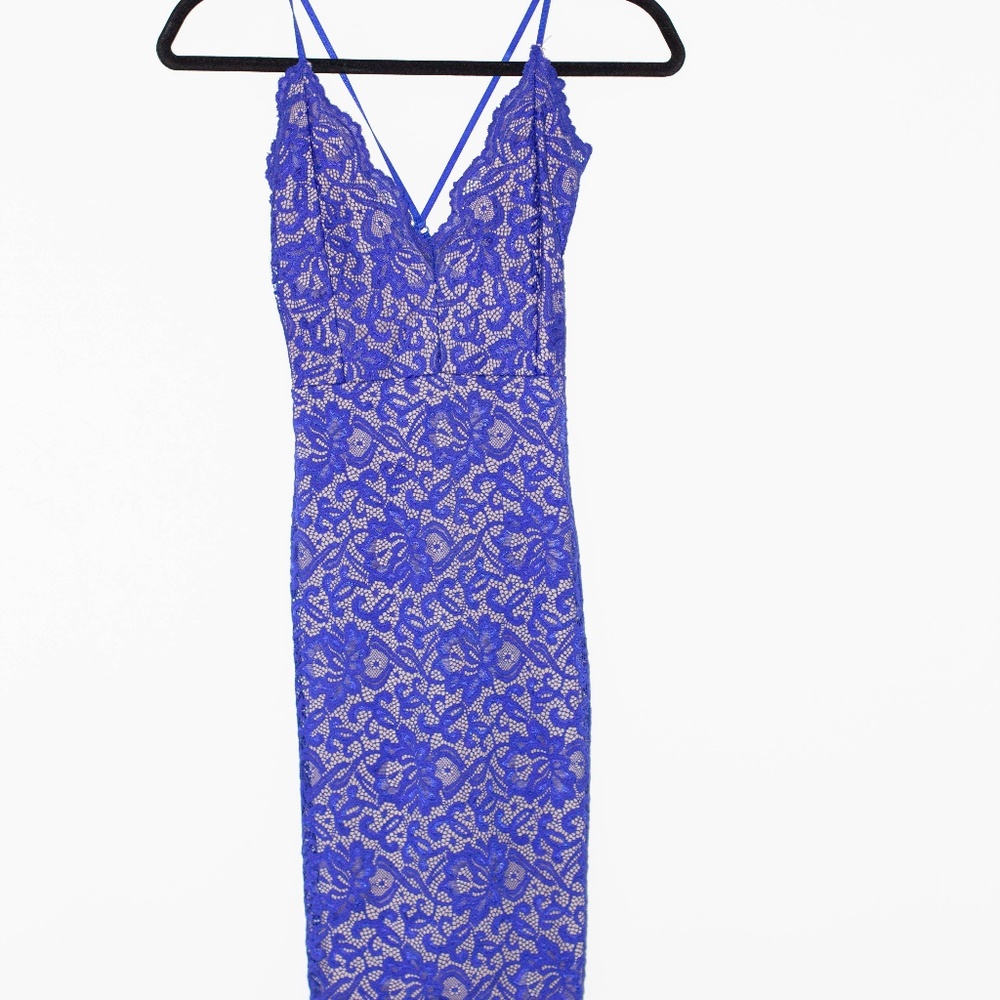 Electric Blue Lace Cocktail Dress